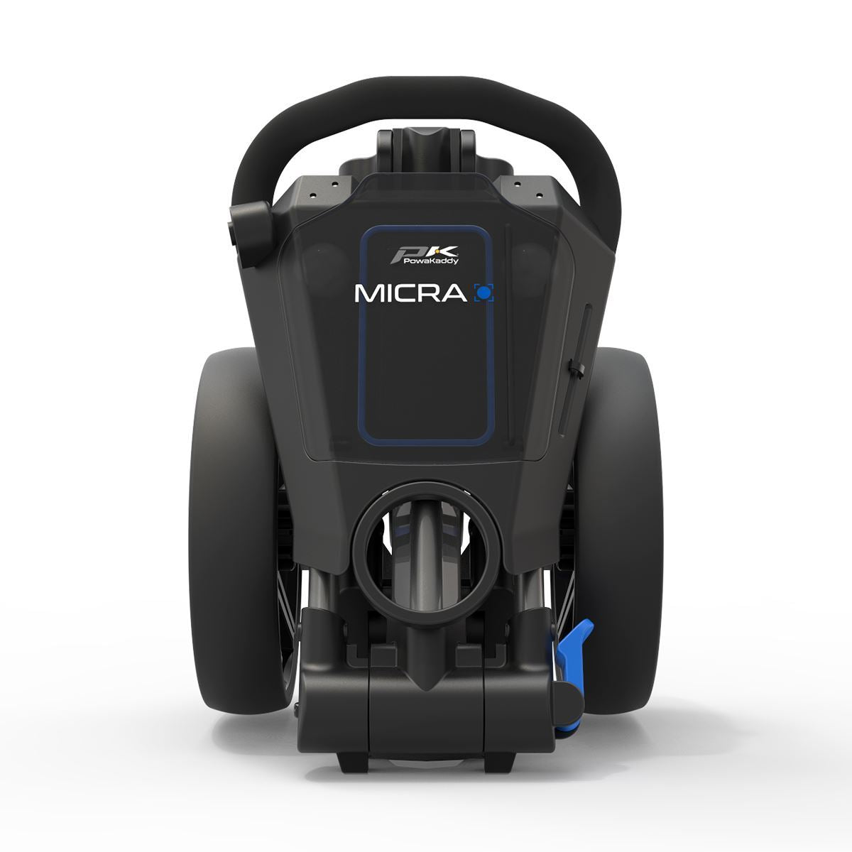 Powakaddy Micra Push Trolley - Gunmetal with Blue Trim