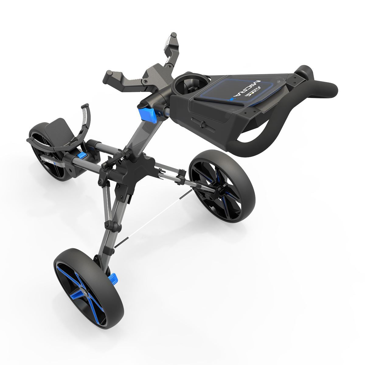 Powakaddy Micra Push Trolley - Gunmetal with Blue Trim