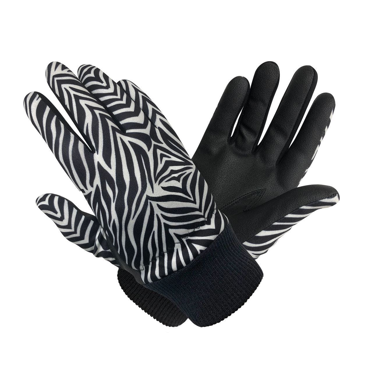 Surprize Shop Ladies Golf Polar Stretch Winter Gloves Pair - Black Zebra