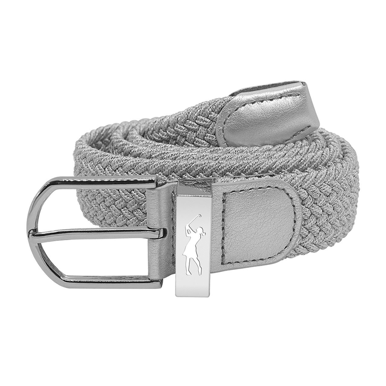 Surprize Shop Ladies Stretch Webbing Golf Belt - Metallic Silver