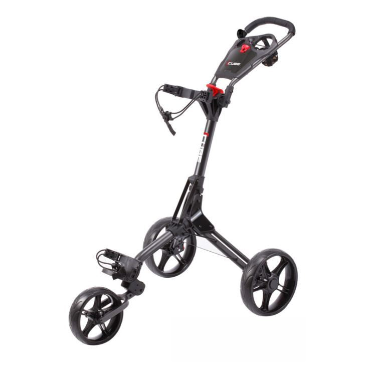 Sky Max Cube 3-wheel golf push trolley in charcoal and black