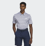 adidas Mens Two Colour Striped Golf Polo Shirt - Grey Three/White IA5444