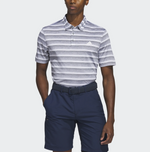 adidas Mens Two Colour Striped Golf Polo Shirt - Grey Three/White IA5444