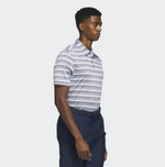 adidas Mens Two Colour Striped Golf Polo Shirt - Grey Three/White IA5444