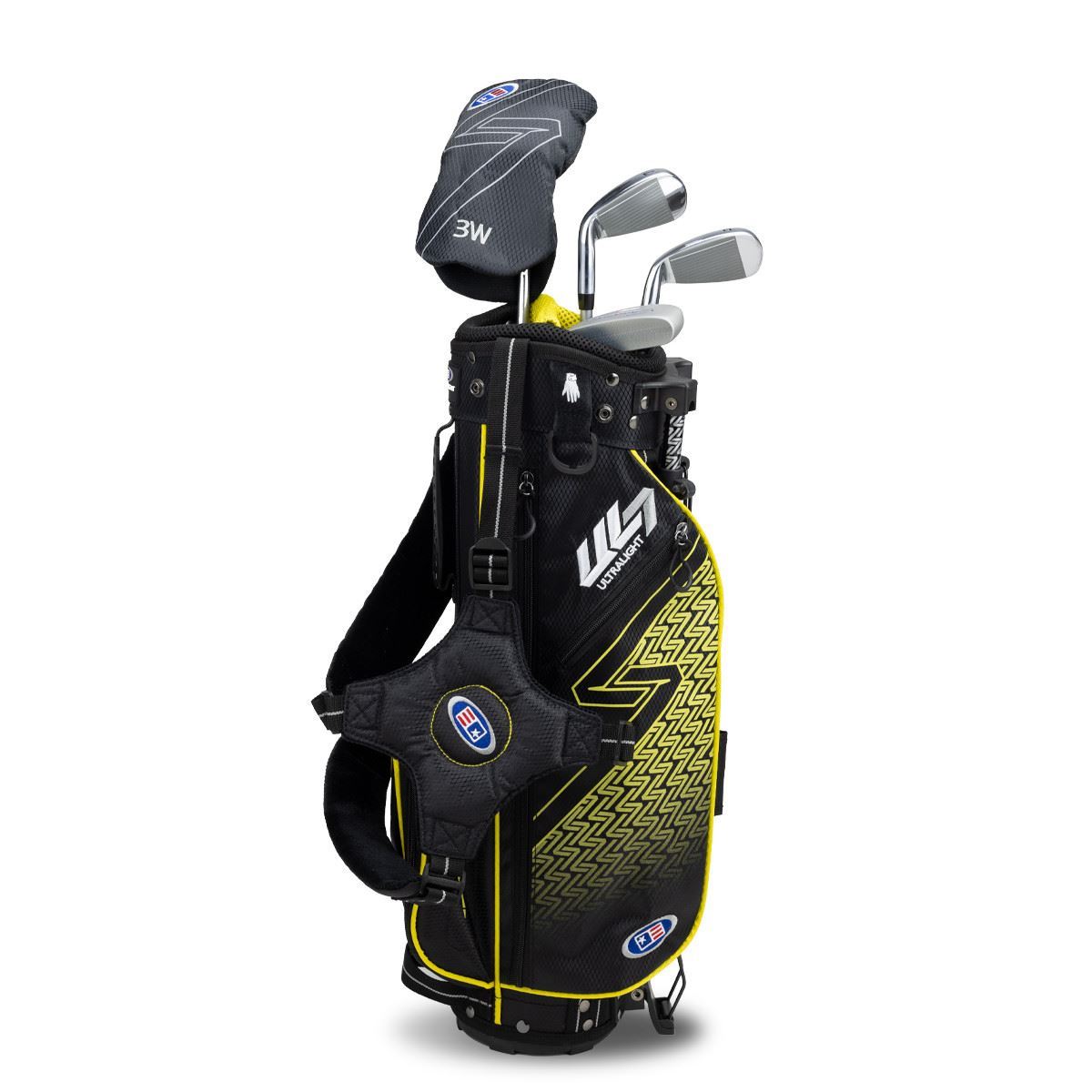 US Kids Boys UL7-42 4 Club Stand Set, Black/Yellow Left Handed