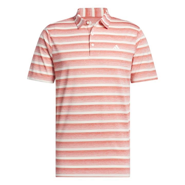adidas Mens Two-Color Striped Polo Shirt - Preloved Scarlet/Ivory IN6410