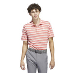 adidas Mens Two-Color Striped Polo Shirt - Preloved Scarlet/Ivory IN6410