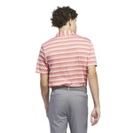 adidas Mens Two-Color Striped Polo Shirt - Preloved Scarlet/Ivory IN6410