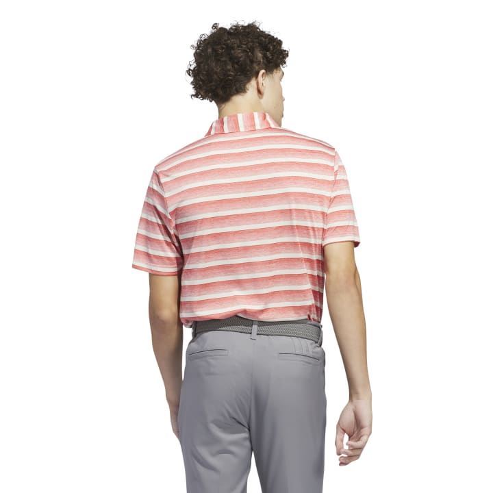 adidas Mens Two-Color Striped Polo Shirt - Preloved Scarlet/Ivory IN6410