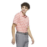 adidas Mens Two-Color Striped Polo Shirt - Preloved Scarlet/Ivory IN6410