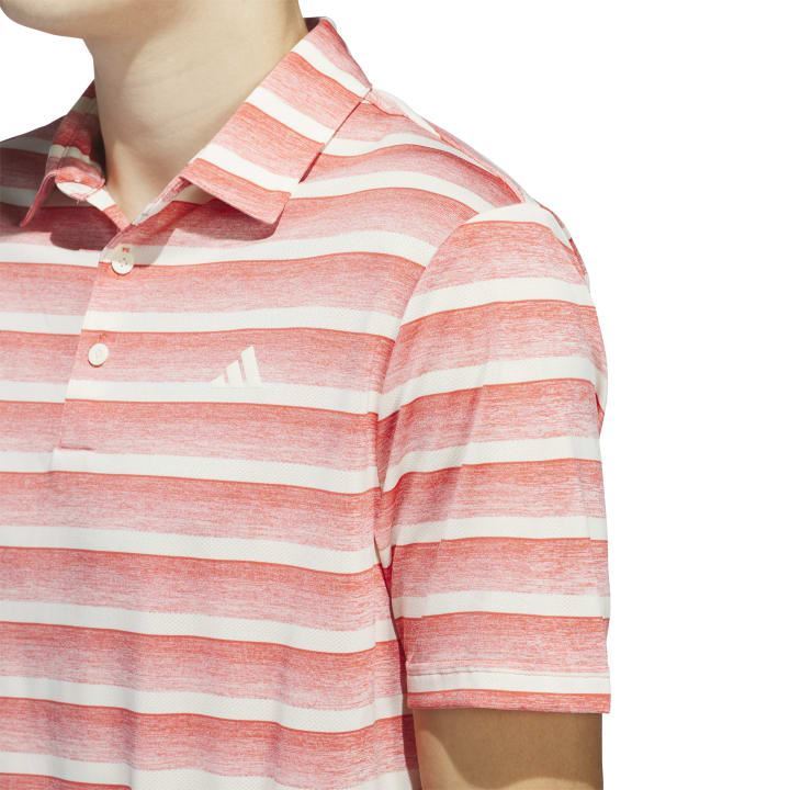 adidas Mens Two-Color Striped Polo Shirt - Preloved Scarlet/Ivory IN6410