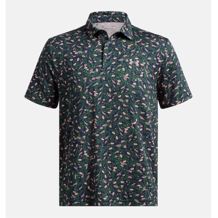 Under Armour Men's UA Playoff 3.0 Printed Polo - Midnight Navy / Forest Green - 1378677-418