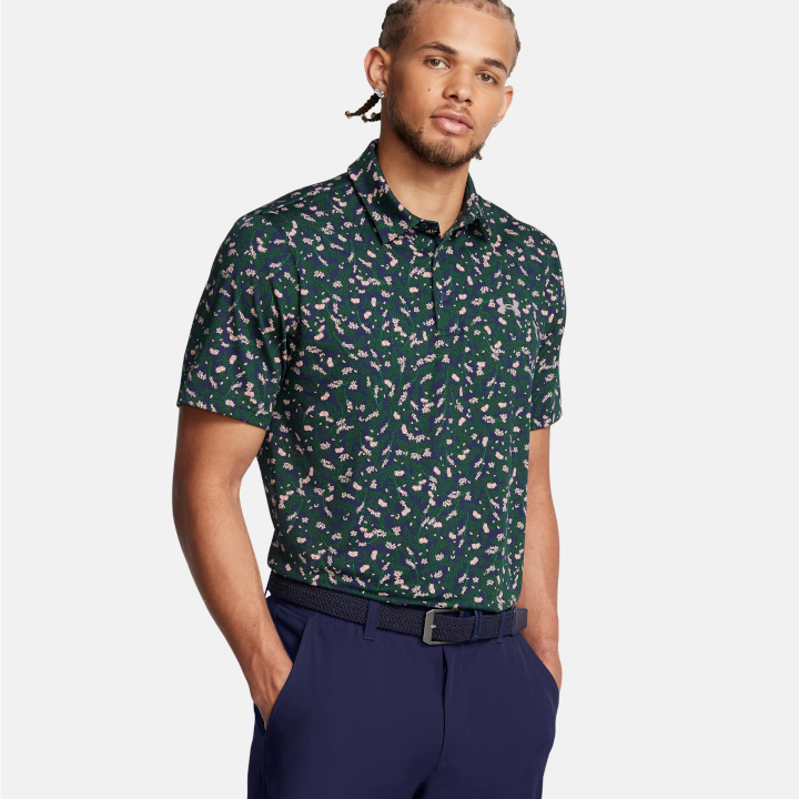 Under Armour Men's UA Playoff 3.0 Printed Polo - Midnight Navy / Forest Green - 1378677-418