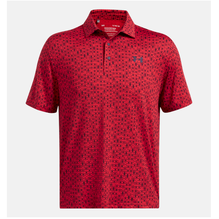 Under Armour Men's UA Playoff 3.0 Printed Polo - Red / Midnight Navy - 1378677-600