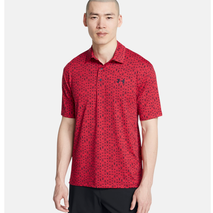 Under Armour Men's UA Playoff 3.0 Printed Polo - Red / Midnight Navy - 1378677-600