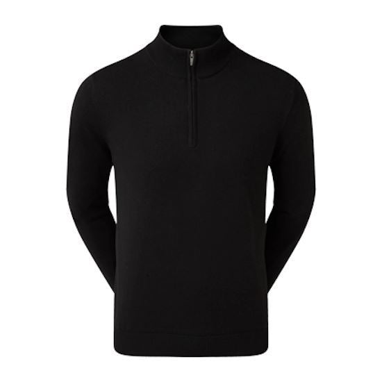 FootJoy Mens Wool Blend 1/2 Zip Lined Pullover Black 90207