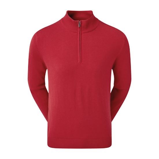 FootJoy Mens Wool Blend 1/2 Zip Lined Pullover Red 90213