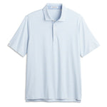 Ashworth Mens Golf Striped Tech Jersey Polo Shirt AM1011 White/Chambray
