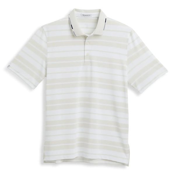 Ashworth Mens Golf Rugby Stripe Polo Shirt AM1064 Bone