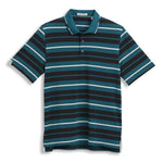 Ashworth Mens Golf Rugby Stripe Polo Shirt AM1064 Laguna/Black/Bone