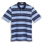 Ashworth Mens Golf Rugby Stripe Polo Shirt AM1064 Navy/Chambray/White