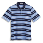 Ashworth Mens Golf Rugby Stripe Polo Shirt AM1064 Navy/Chambray/White