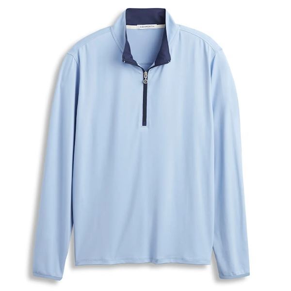 Ashworth Mens Peached Tech 1/4 Zip AM2039 Chambray