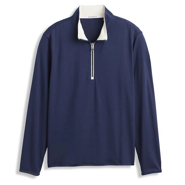 Ashworth Mens Peached Tech 1/4 Zip AM2039 Navy
