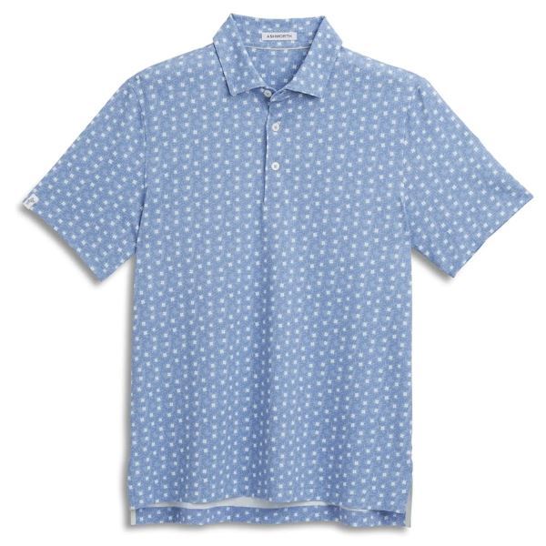 Ashworth Mens Mini Floral Polo Shirt AM1065 Chambray