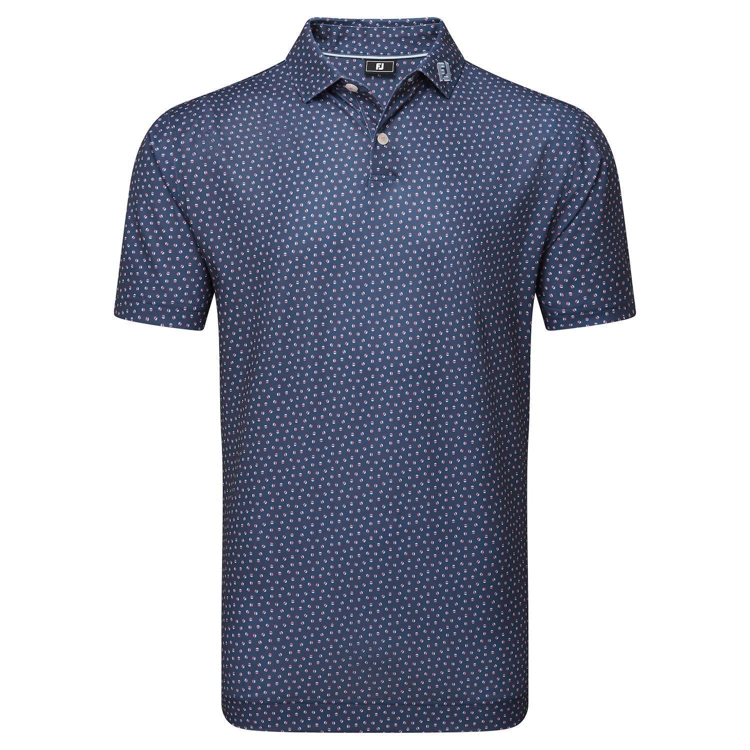 FootJoy Mens Bounce Print Pique Polo Shirt 34036 Navy