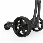 PowaKaddy FX1 electric trolley 2025 in black with extended lithium battery