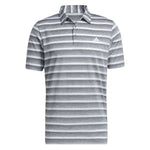 adidas Mens Two Colour Striped Golf Polo Shirt - Grey Three/White IA5444