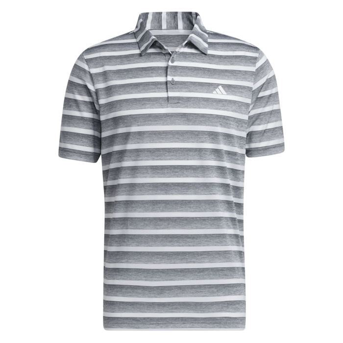 adidas Mens Two Colour Striped Golf Polo Shirt - Grey Three/White IA5444