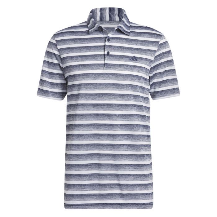 adidas Mens Two Colour Striped Golf Polo Shirt -Navy/White HS7579