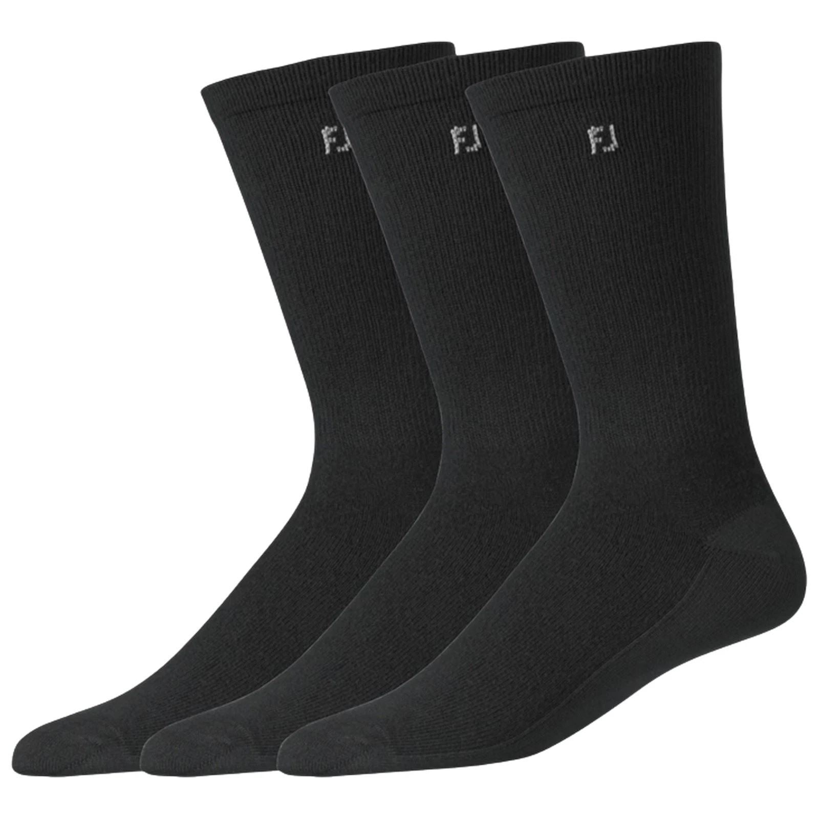 FootJoy Mens ProDry Crew Socks 3 Pair Pack - Black - 17140