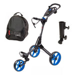 Sky Max Cube 3-wheel golf push trolley in charcoal and blue
