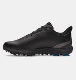 Under Armour Mens UA Drive Fade Wide Golf Shoes Black/Metallic Silver