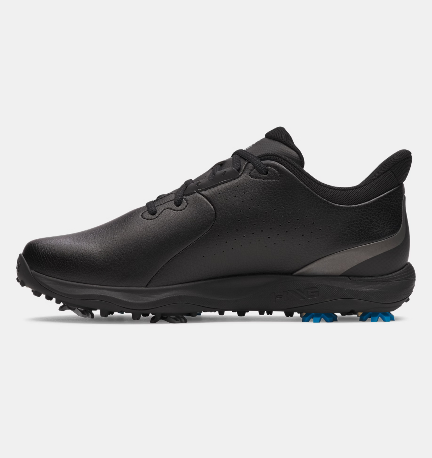 Under Armour Mens UA Drive Fade Wide Golf Shoes Black/Metallic Silver