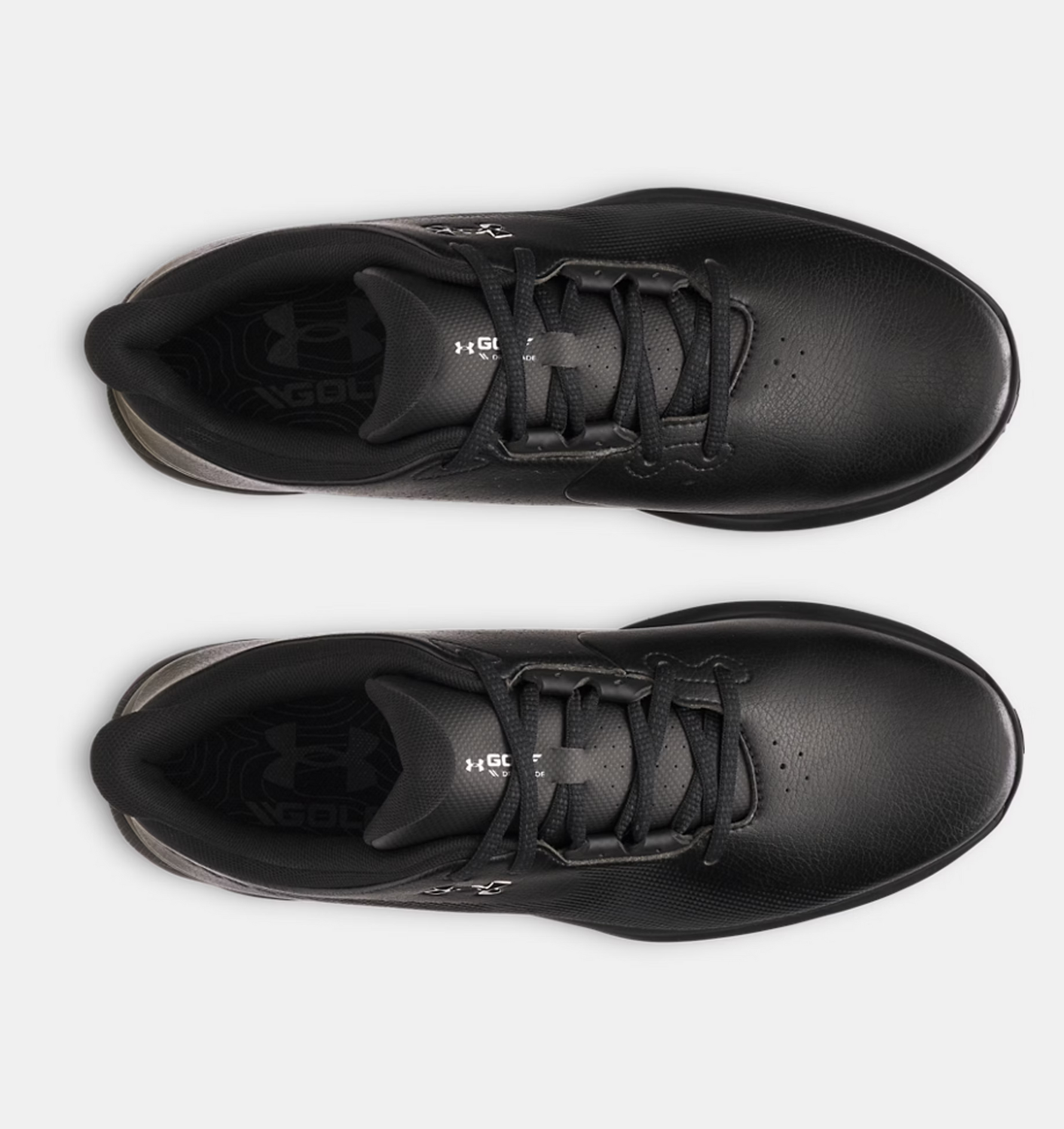 Under Armour Mens UA Drive Fade Wide Golf Shoes Black/Metallic Silver