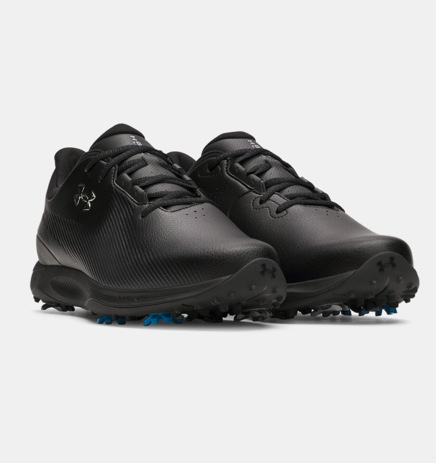 Under Armour Mens UA Drive Fade Wide Golf Shoes Black/Metallic Silver
