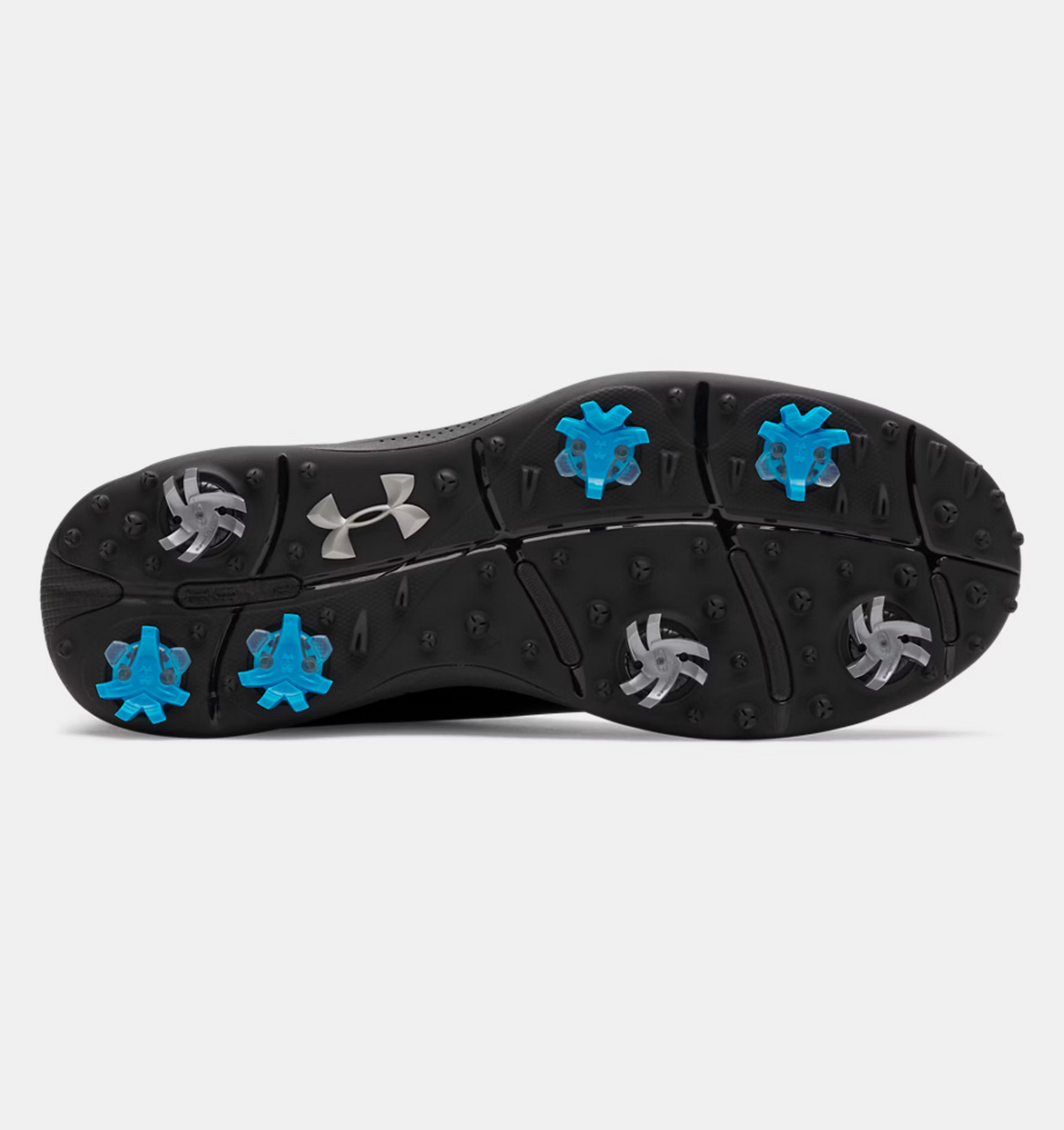 Under Armour Mens UA Drive Fade Wide Golf Shoes Black/Metallic Silver