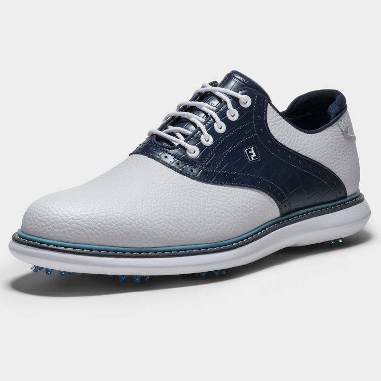FootJoy Mens Traditions Golf Shoes 57981 White/Navy/Blue (2026)