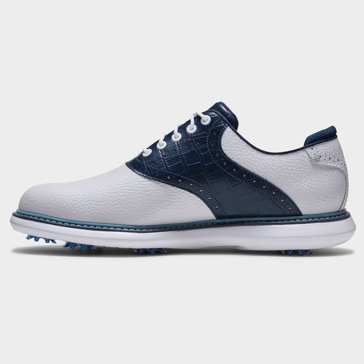 FootJoy Mens Traditions Golf Shoes 57981 White/Navy/Blue (2026)