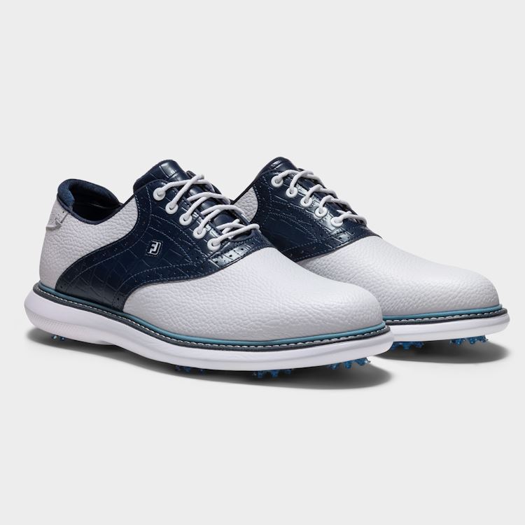 FootJoy Mens Traditions Golf Shoes 57981 White/Navy/Blue (2026)