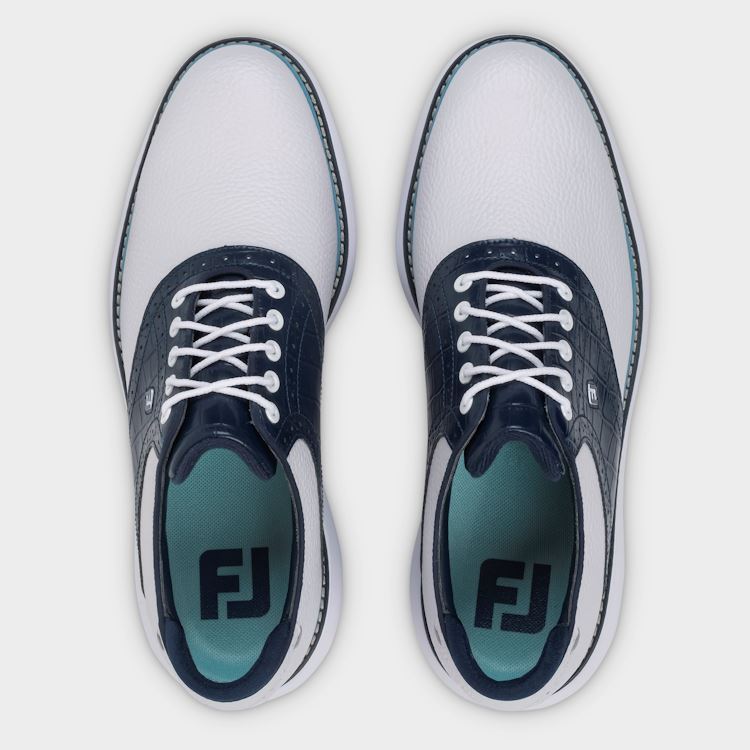 FootJoy Mens Traditions Golf Shoes 57981 White/Navy/Blue (2026)