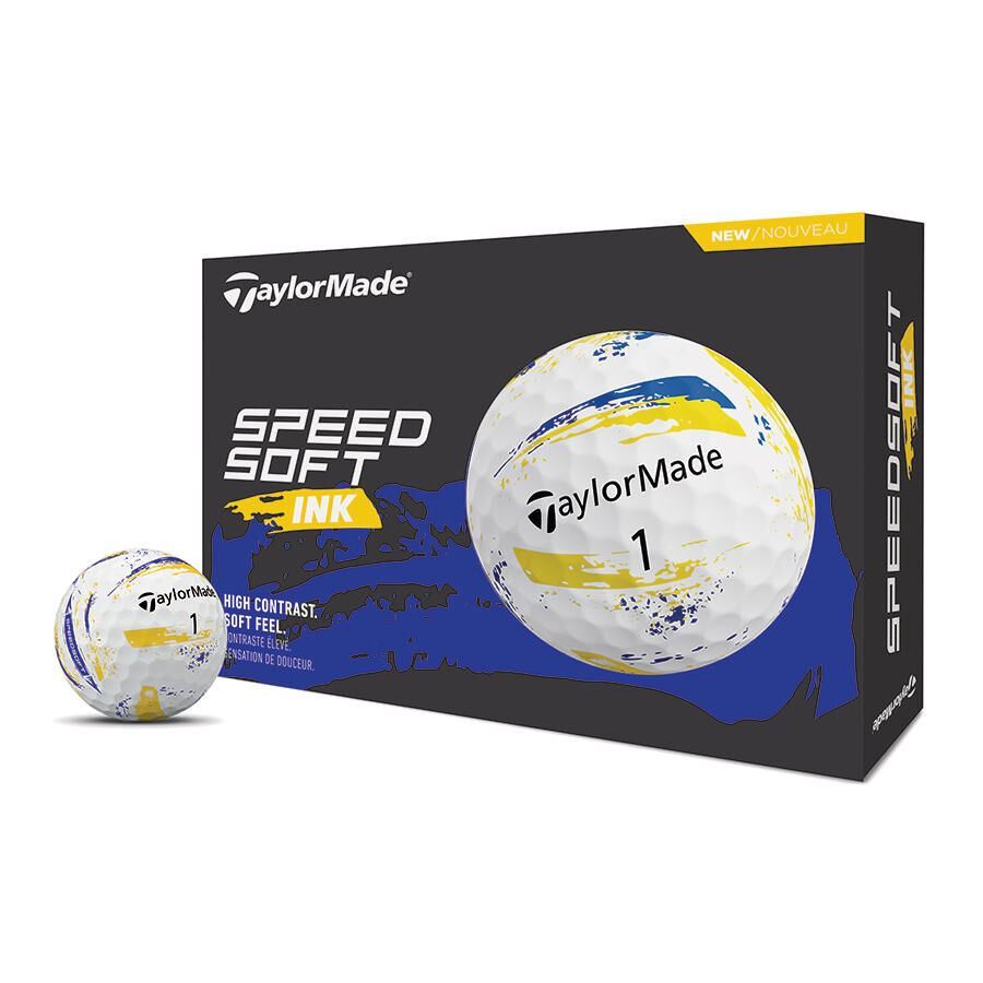 TaylorMade SpeedSoft Ink Golf Balls - Yellow/Blue 2026