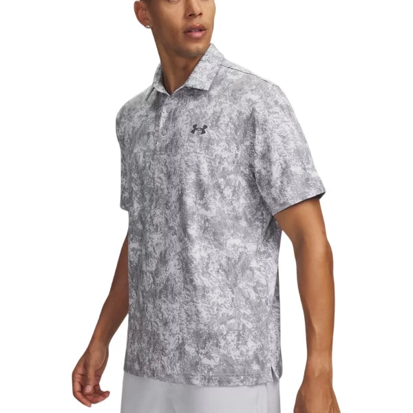 Under Armour Mens Playoff 3.0 Printed Polo Castlerock/Mod Gray/Steel