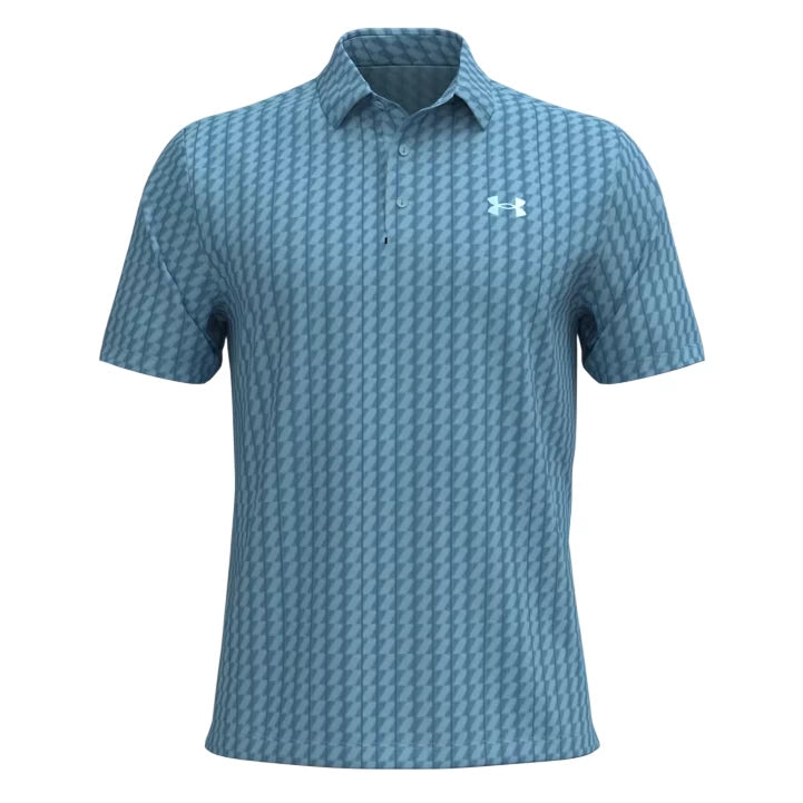 Under Armour Mens Playoff 3.0 Printed Polo Shirt OPAL BLUE/Midnight Navy