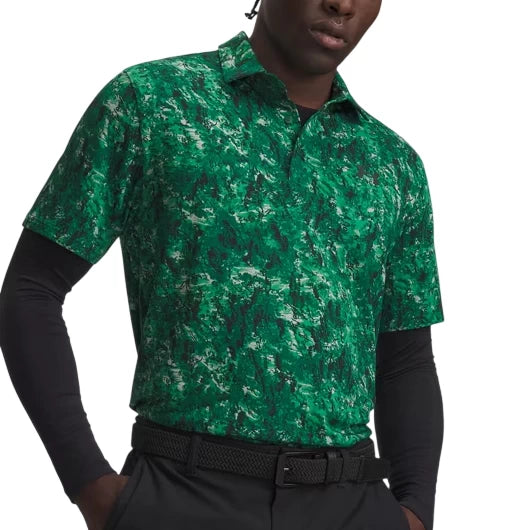 Under Armour Mens Playoff 3.0 Printed Polo Shirt Campus Ivy/Black