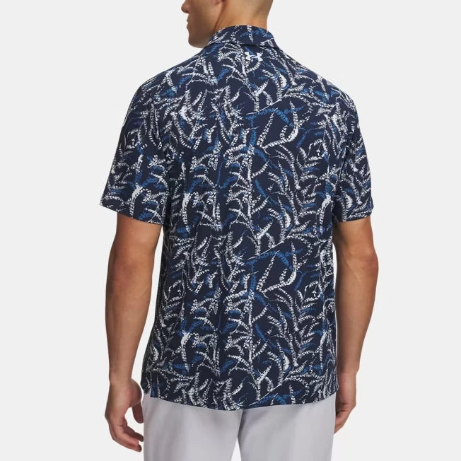 Under Armour Mens Playoff 3.0 Printed Polo Shirt Midnight Navy/Aegean Blue/Halo Grey